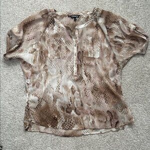 Express Women's Snake Print Blouse in Brown and Cream